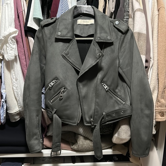 Zara faux suede moto jacket size small - Picture 1 of 2